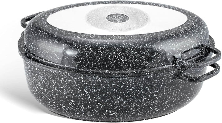 Aluguss Bräter, 8L Alugussbräter,Bratpfanne, zwei in eins, Gänsepfanne KB4036 SCHWARZ