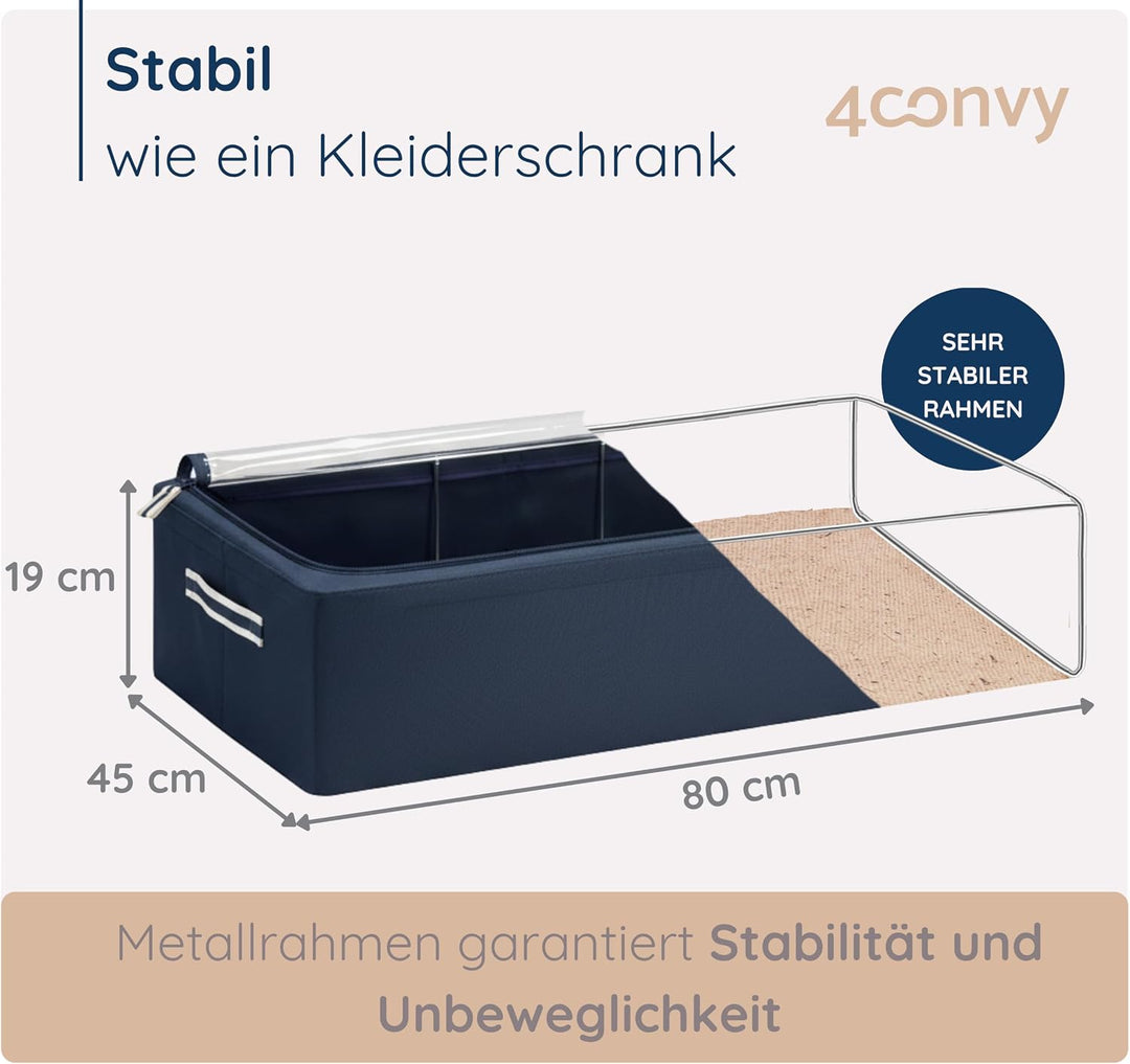 4CONVY Unterbett Aufbewahrungsbox mit Metallrahmen - Kleideraufbewahrung faltbare stapelbare Aufbewa