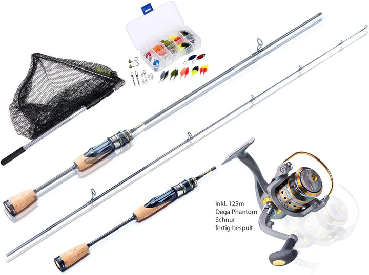MiRoeFishing Angelcombo Forellen Angelset komplett sofort angelbereit ! 180cm UL-Carbonrute + bespul