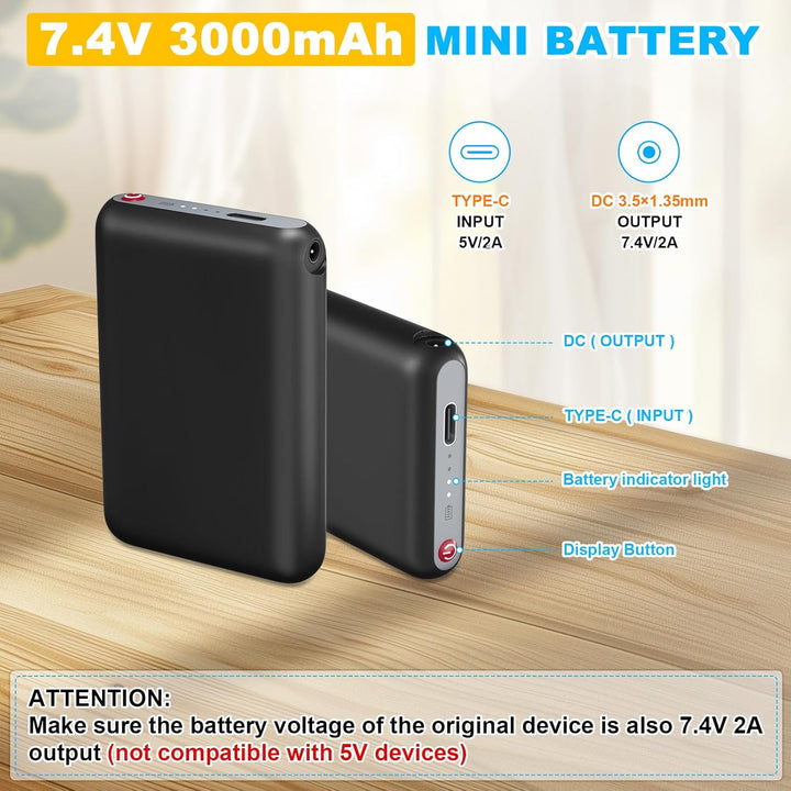Wiederaufladbarer Li-Polymer-Akku, 7.4V 3000mAh beheizbar Hausschuh Batteries,Beheizbare Socken akku
