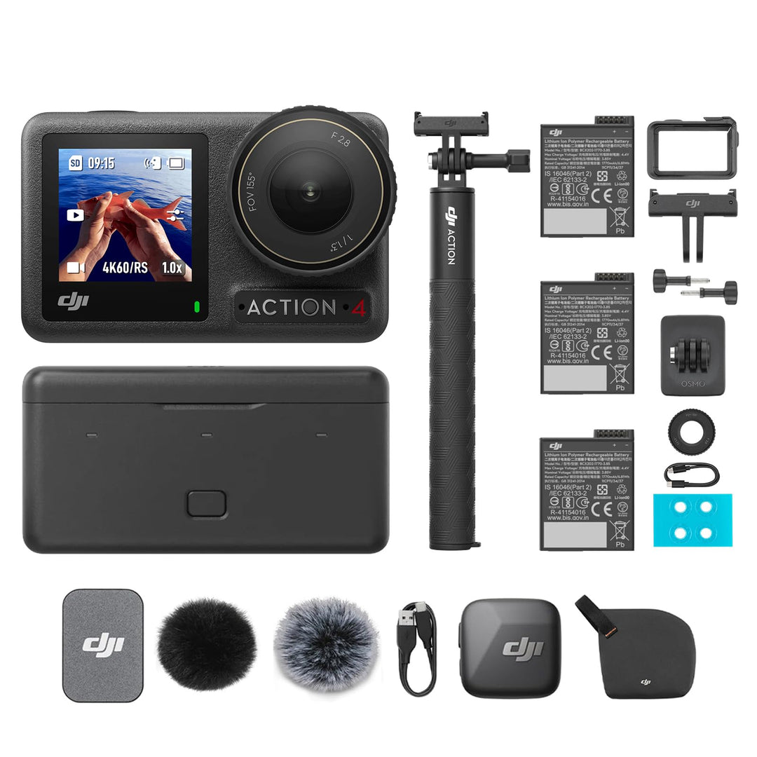 DJI Osmo Action 4 Adventure Combo Unterwasserkamera (Mic Mini Sender) | 4K/120fps Action Cam mit 1/1