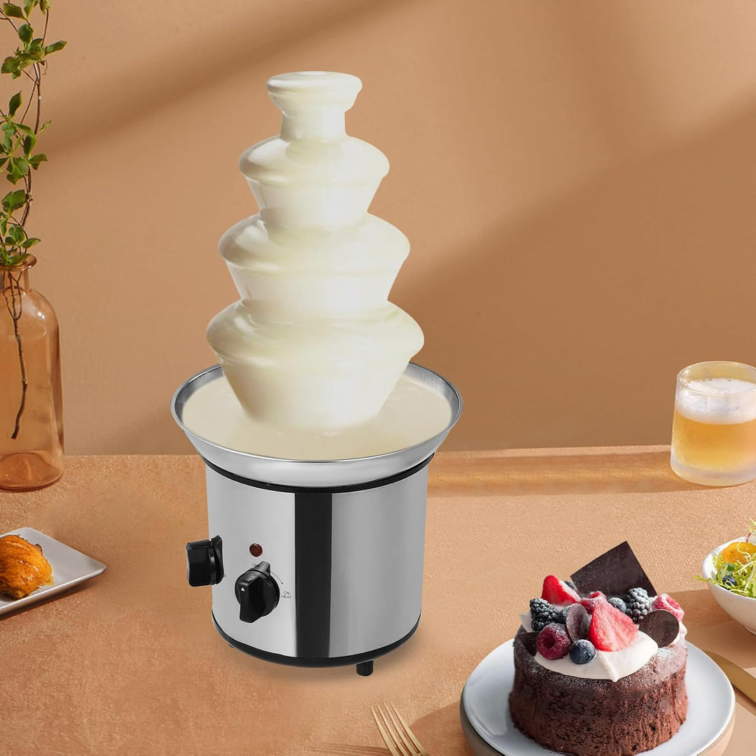 Elektrisch Schokolade Brunnen, 4 Etagen Edelstahl Schokobrunnen, Schokoladebrunnen Maschine mit 1.8L