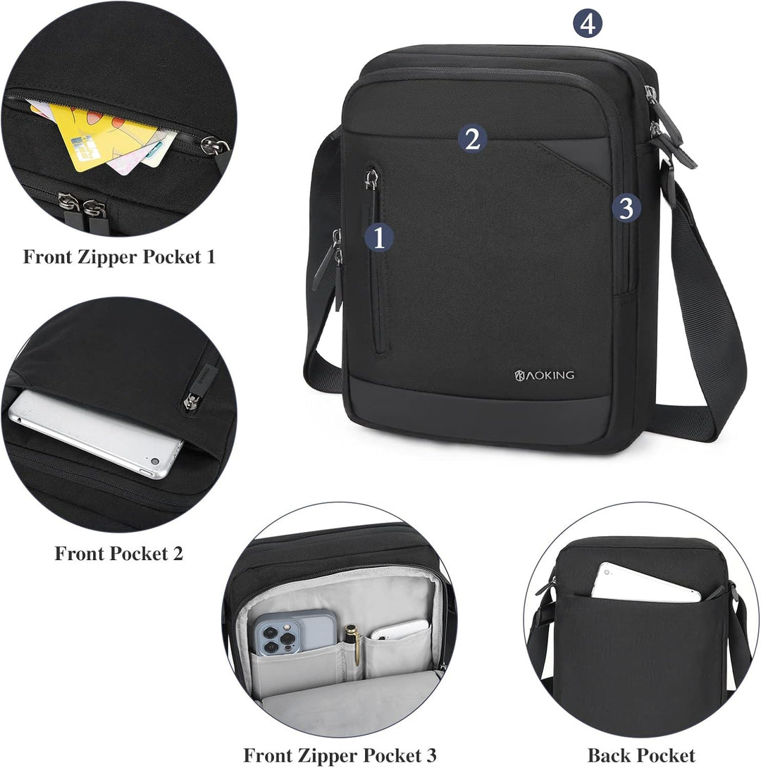 BAIGIO Herren Umhängetasche Tablet iPad bis 11 Zoll, Schultertasche Herrentasche zum Umhängen Crossb