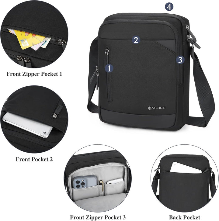 BAIGIO Herren Umhängetasche Tablet iPad bis 11 Zoll, Schultertasche Herrentasche zum Umhängen Crossb