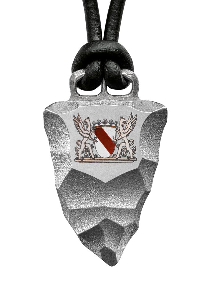 Element of Gods Titan Faustkeil Baden Wappen Anhänger Herrenschmuck mit Lederband in schwarz