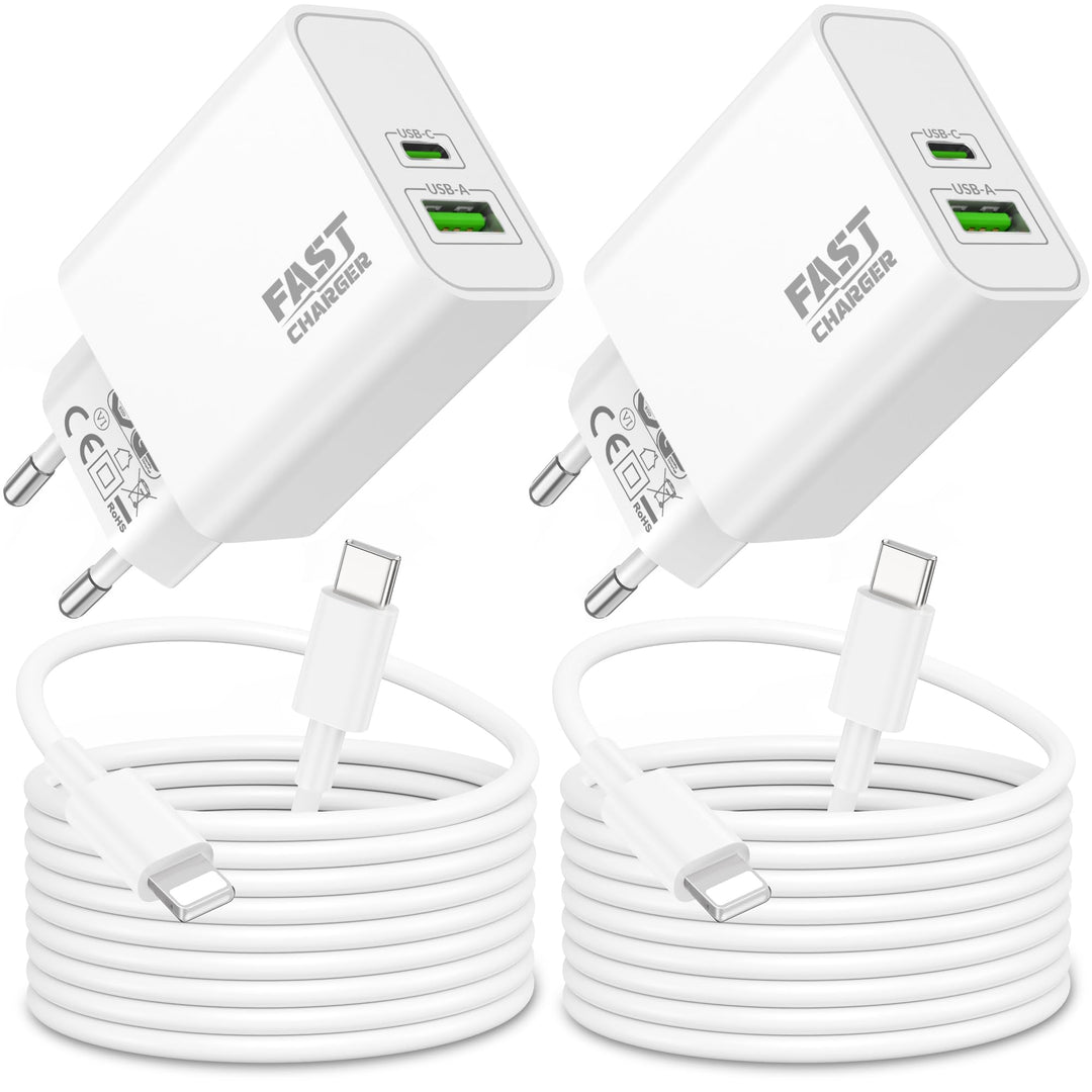 30W 2-Port Schnellladegerät Ladekabel für iPhone 14 13 12 11 Pro Max Plus Mini, iPhone XS XR X SE 8