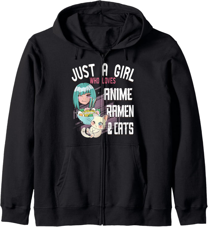 Just a Girl who Loves Anime Ramen & Cats Ramennudeln Otaku Kapuzenjacke