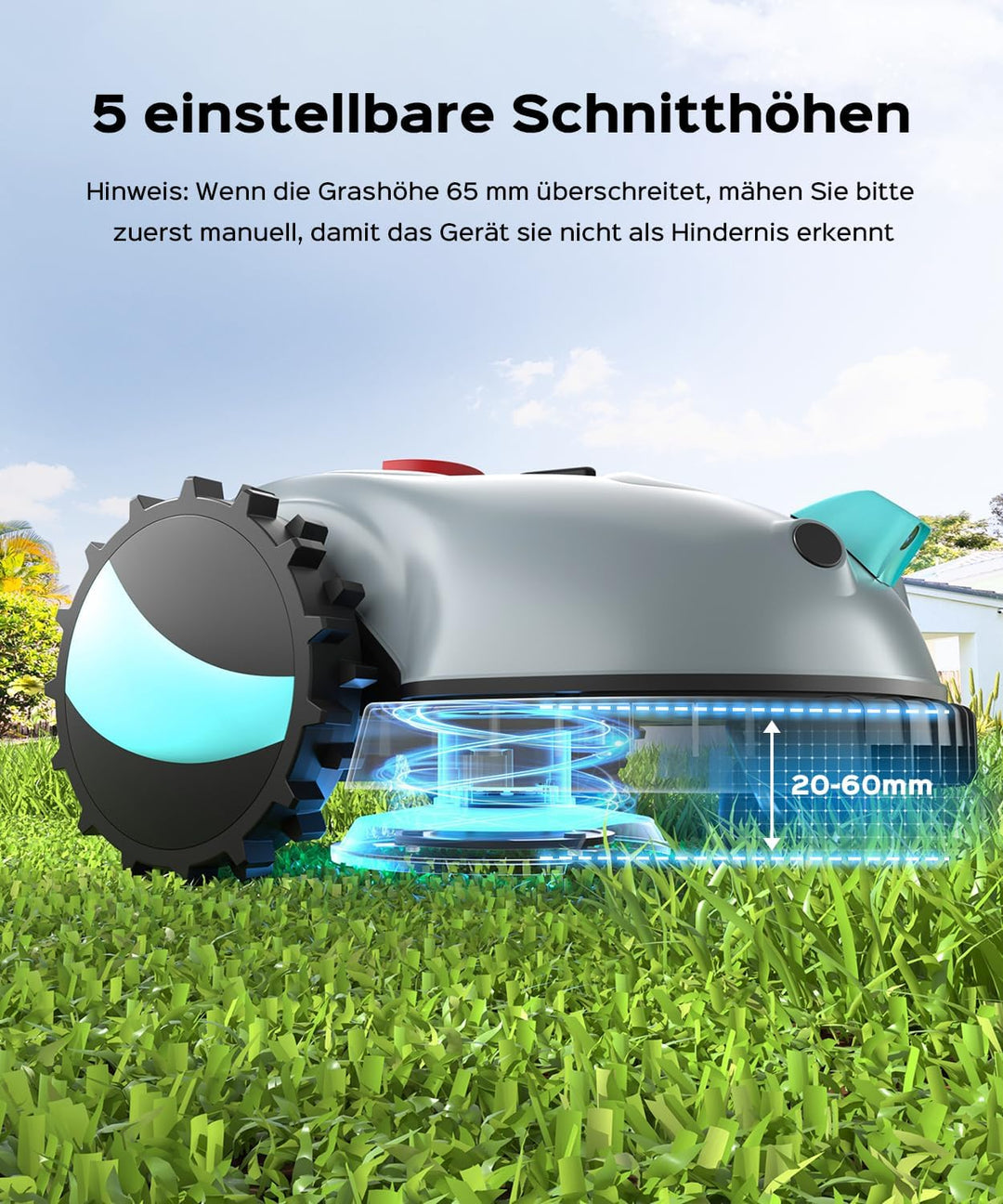 YARDCARE V100 Mähroboter ohne Begrenzungskabel, bis zu 150m² | Vision Navigation, Einfache Installat