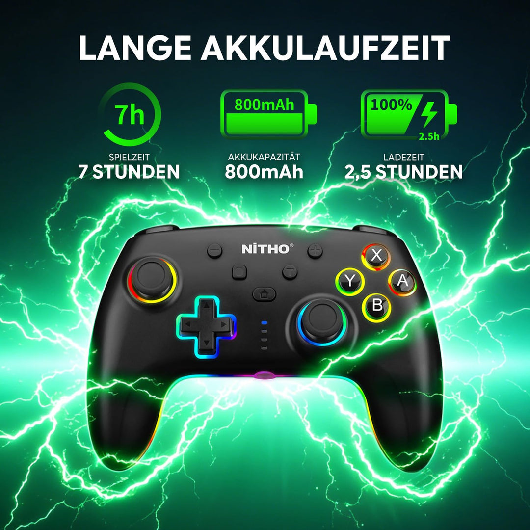 NITHO NEON DARK OPS Wireless Controller für Switch/Switch 2/Lite/OLED/PC