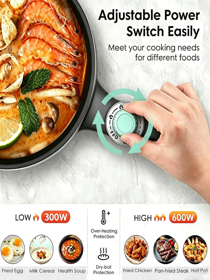 Audecook Elektrische Hot Pot mit Dampfgarer, 1,5 l Elektrische Bratpfanne, Hot Pot Topf 20cm, Antiha