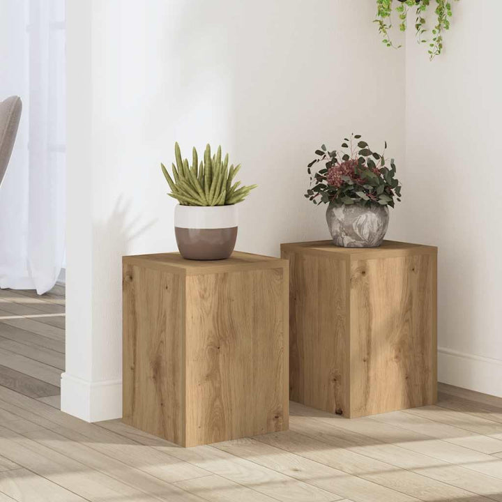 Pflanzenständer 2 STK. Artisan-Eiche 25x25x35 cm Holzwerkstoff Pflanzenregal, Blumenregal Indoor/Out