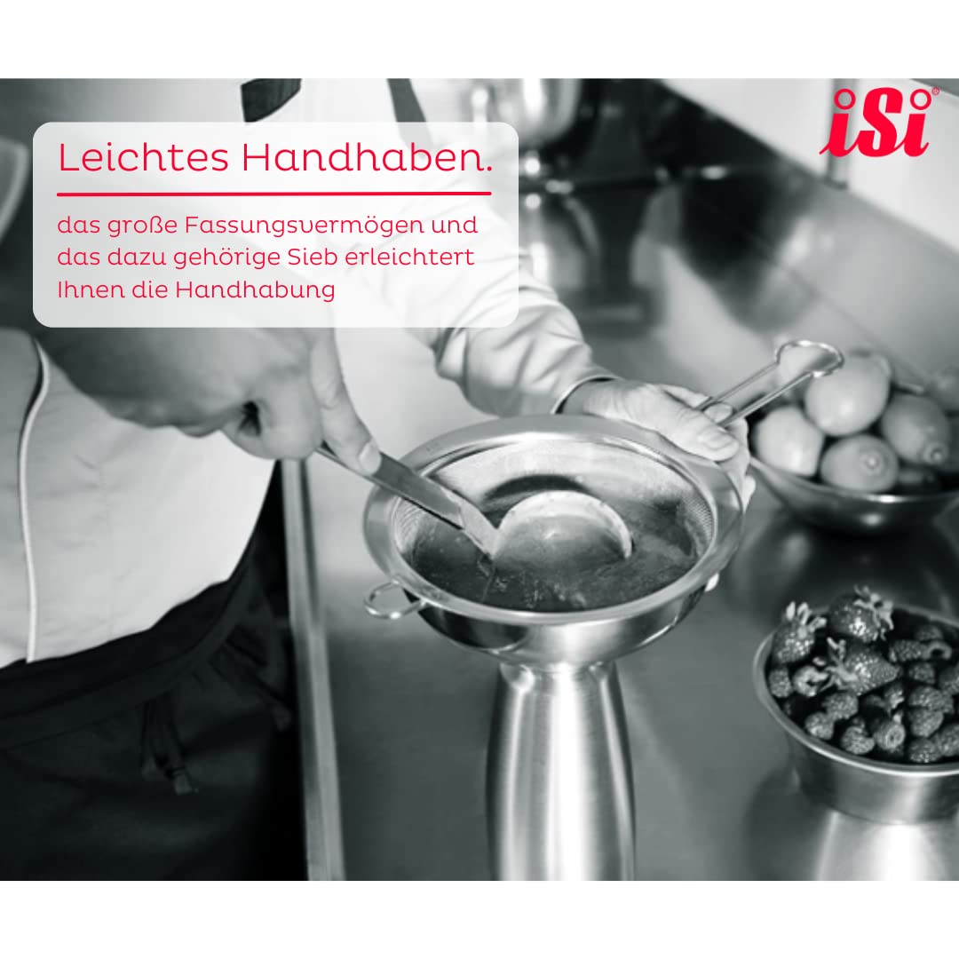 iSi Siphon, Wassersprudler für Sprudelwasser, Schwarz, 8.5 x 8.5 x 31.5 cm & 2714 Sieb & Trichter, A