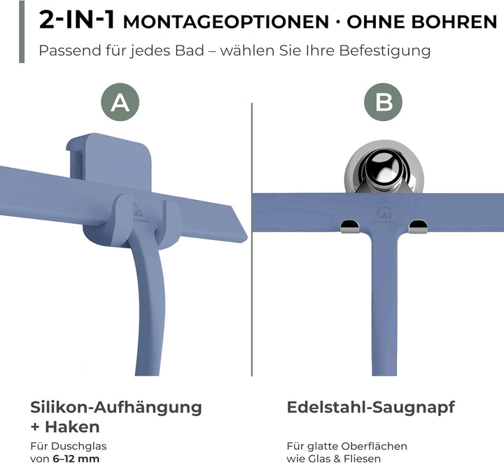 Gütewerk Duschabzieher, Silikon-Abzieher Dusche, Hygienischer Abzieher für Badezimmer, Duschwand & F