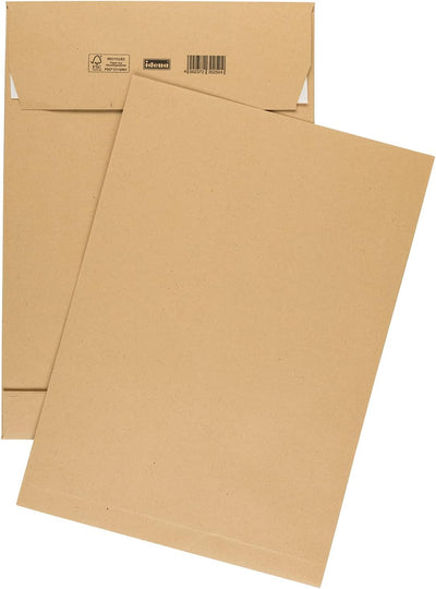Idena 10250 - Versandtaschen DIN C4, 100 Stück haftklebend, Faltentaschen mit 4 cm Bodenfalte, Umsch