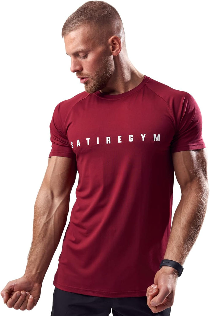 Satire Gym - Sport Shirt Männer atmungsaktiv - enganliegendes &amp; schnelltrocknendes Fitness Tshirt He