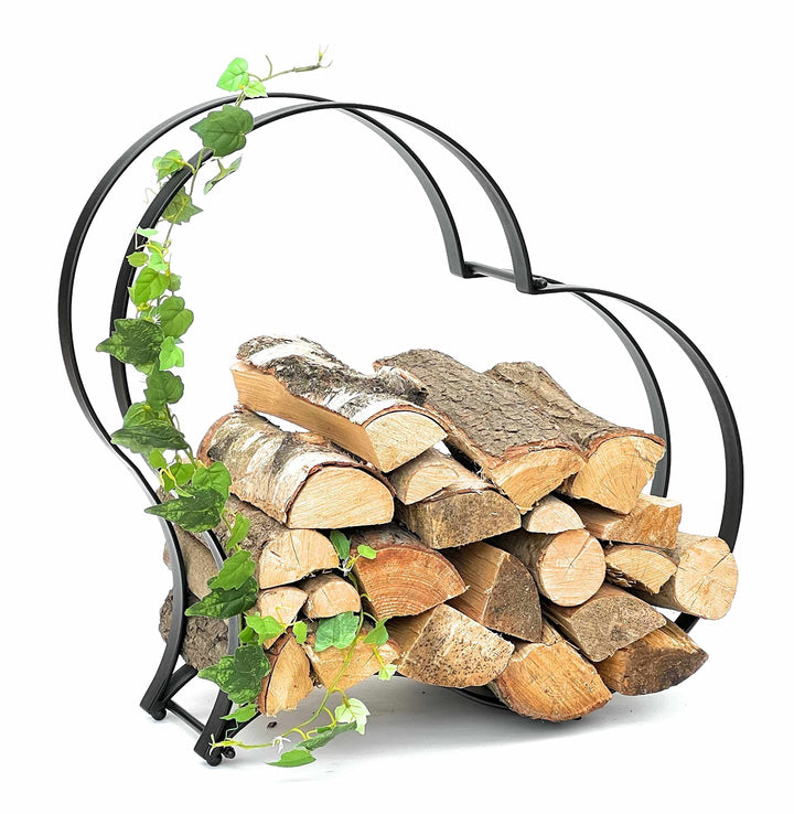 DanDiBo Kaminholzregal Innen Metall Schwarz Kaminholzständer Herz 96322 Holzkorb Kaminholzhalter Feu