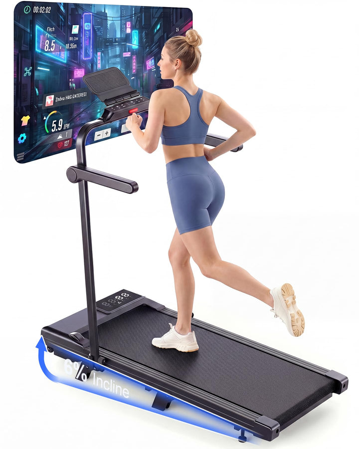 Superun Walking Pad mit Steigung 6%, Laufband für Zuhause mit App max 6km/h und 12km/h Version, Schr
