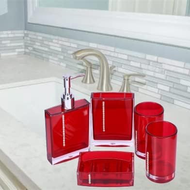 Yosoo 5-Stück Erstklassig Badezimmer Set (aus Hochwertige Acryl mit Diamanten) Bad Accessoire Set Lo