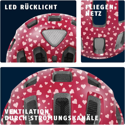 ABUS Fahrradhelm Youn-I 2.0 - mit Licht für Kinder, Jugendliche und junge Erwachsene - für Mädels un