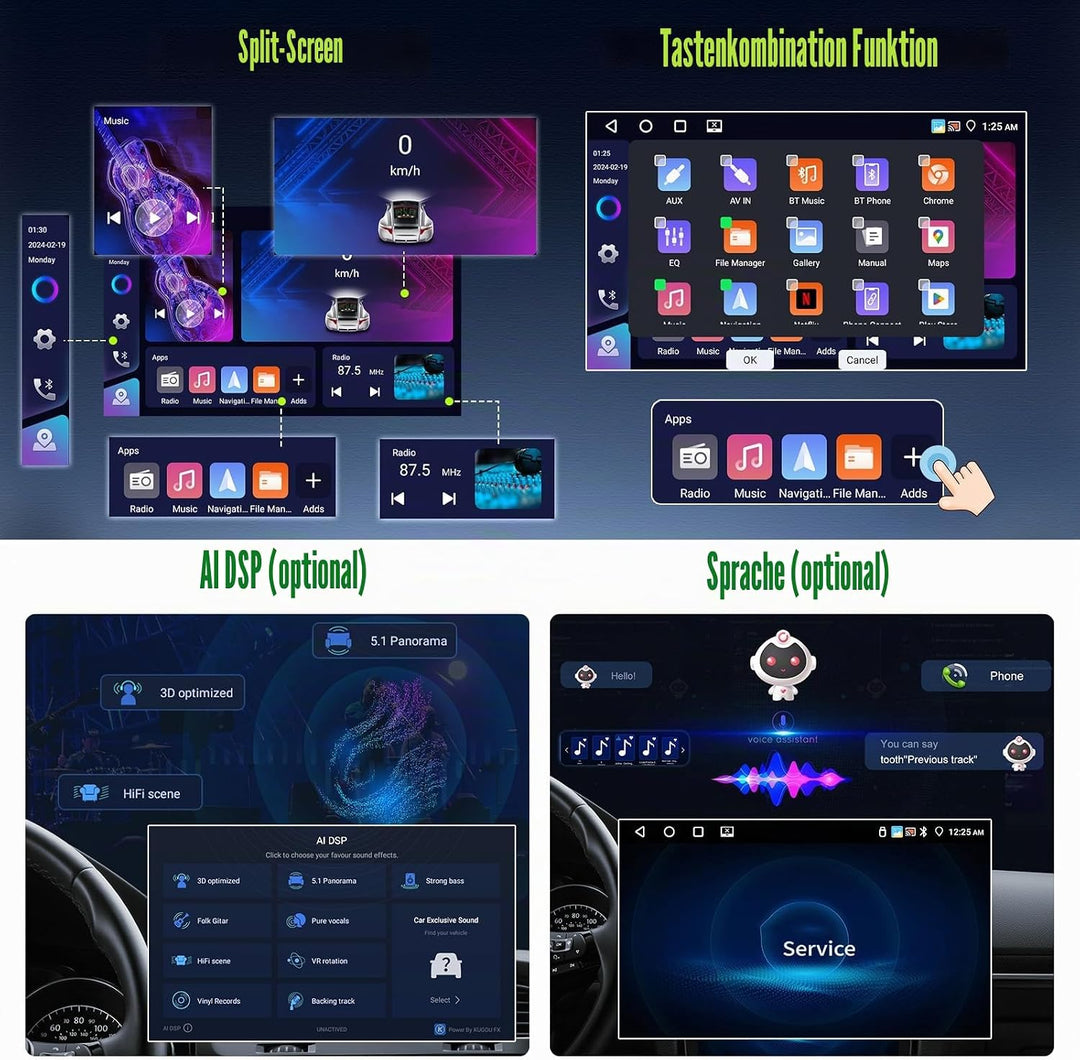 Android 15, 4G+64G CAMECHO Autoradio für Hyundai I30 2006-2011 mit Wireless Carplay Android Auto, 9