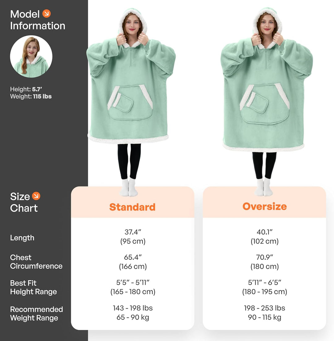 Giggling Getup tragbare Decken Hoodie für Erwachsene Kinder Damen Herren –Übergrösse Flanell Sherpa