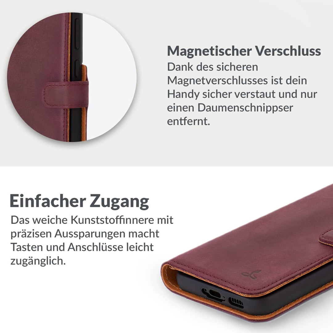 Snakehive Galaxy S23 Ultra Hülle Leder | Stylische Handyhülle mit Kartenhalter & Standfuss | Handyhü