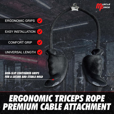 MuscleForge® Ergonomisches Trizepsseil, Trizepsgriff Seil für Latzug, Seilzug, Kraftstation, Griff f