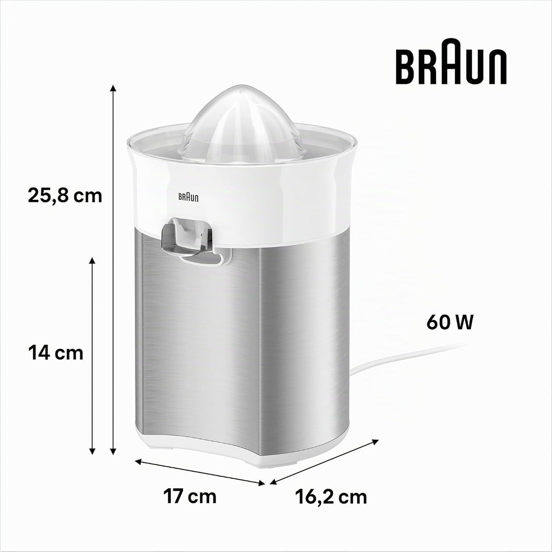 Braun CitrusQuick 5 CJ5050 WH Zitruspresse, Direkter Saftauslauf, Anti-Tropf-Auslauf, Start/Stopp-Au