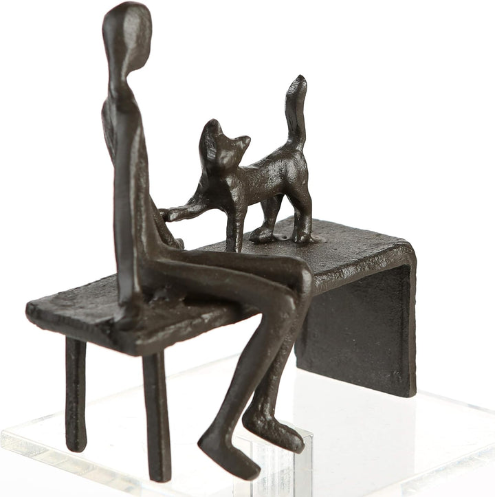 Casablanca - Design/Skulptur Zuwendung - Katze auf Bank - Eisen brüniert - Höhe 12 cm
