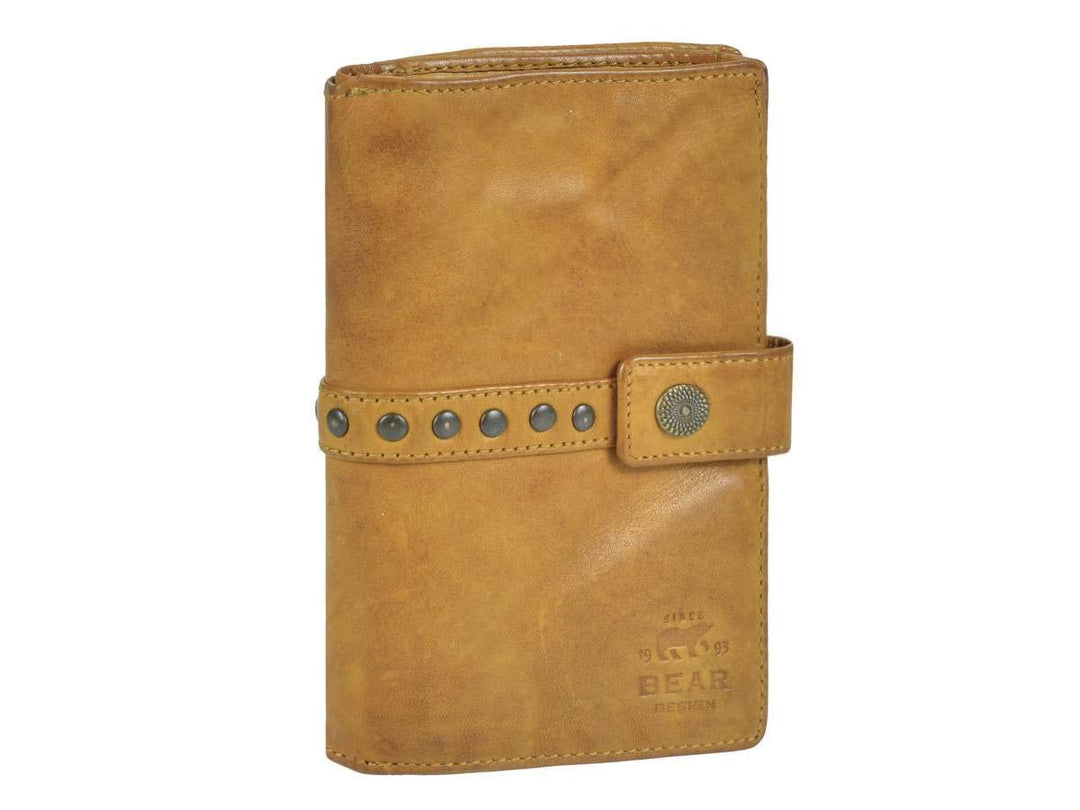 Bear Design Portemonnaie Damen Geldbörse Leder 10x15cm Geldbeutel Cow Lavato Ocker gelb