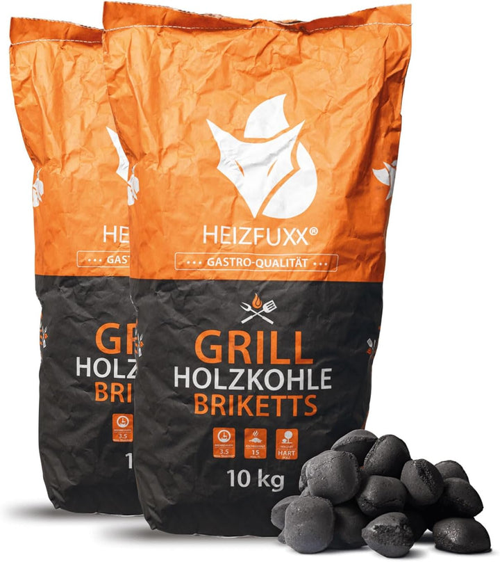 HEIZFUXX Grillholzkohlebriketts Kohle Hartholz BBQ Gastro Restaurant Grill Smoker Steakhouse Brikett