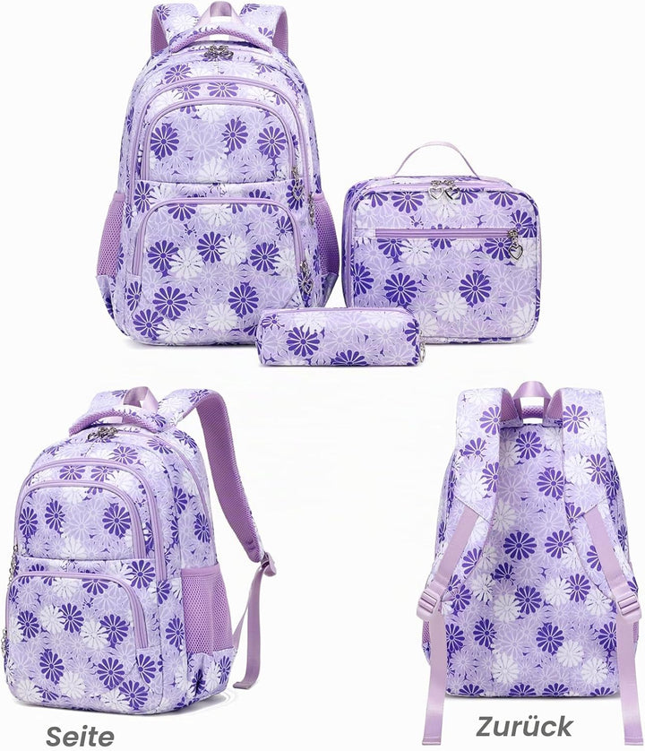 ZHIERNA Schulrucksack Mädchen Teenager Schule Rucksack Damen Schulranzen Kinder Schultasche mit Lunc