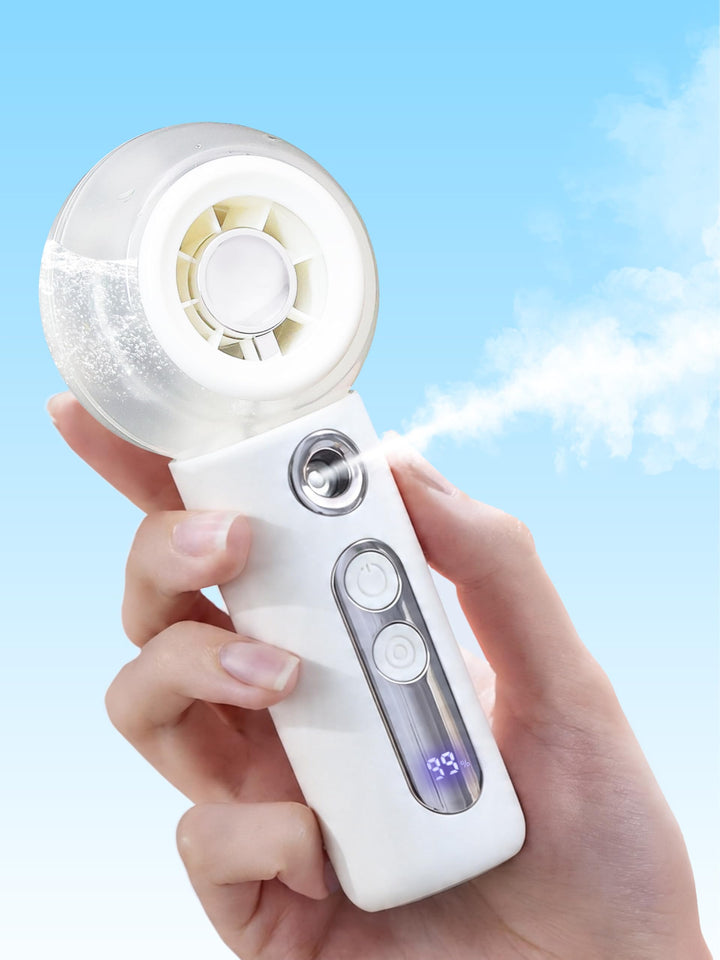 CoolGift Mart Sprühventilator, weiss, tragbar, USB, 4 Stufen. Kühlender Sprühnebel für Sommerreisen,
