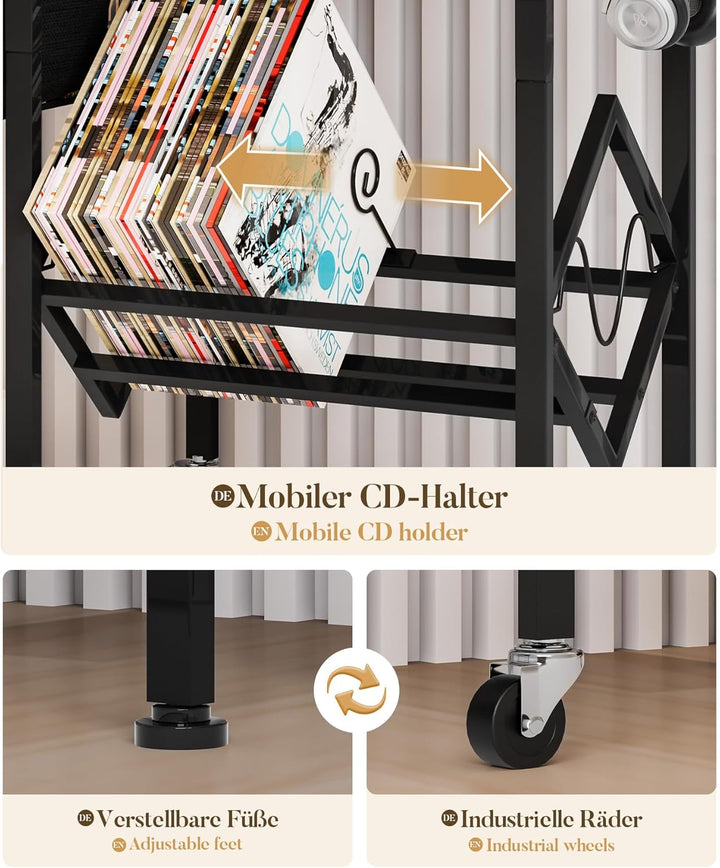 Yorbay Vinyl Schallplatten Aufbewahrung Ständer, Schallplattenständer mit Organisierendem Stoffbeute
