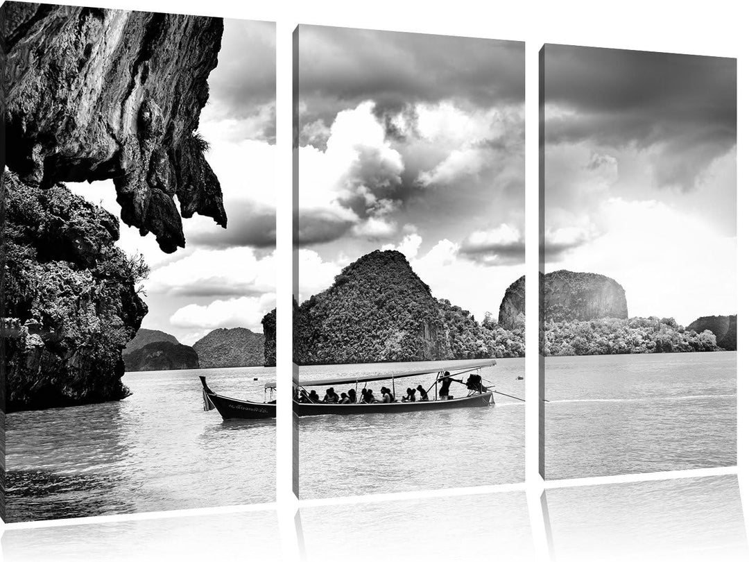 Pixxprint Thailand Phuket Playa Paradisiaca / 3-Teilig/Gesamtmass 120cm Leinwandbild bespannt auf Ho