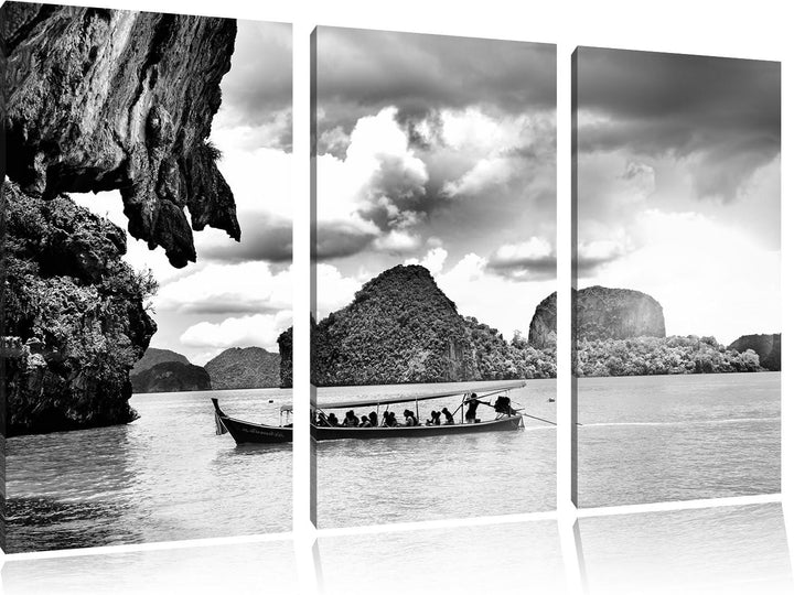 Pixxprint Thailand Phuket Playa Paradisiaca / 3-Teilig/Gesamtmass 120cm Leinwandbild bespannt auf Ho