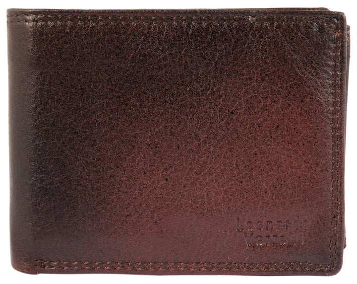 LEONARDO VERRELLI Herren-Geldbörse Echtleder 9x12cm Querformat 3000117 (Braun), Braun