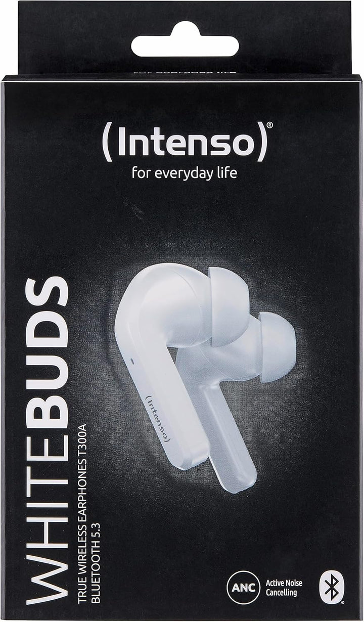 Intenso White Buds - TWS True Wireless Kopfhörer T302A mit Active Noise Cancelling und bis zu 35 Std