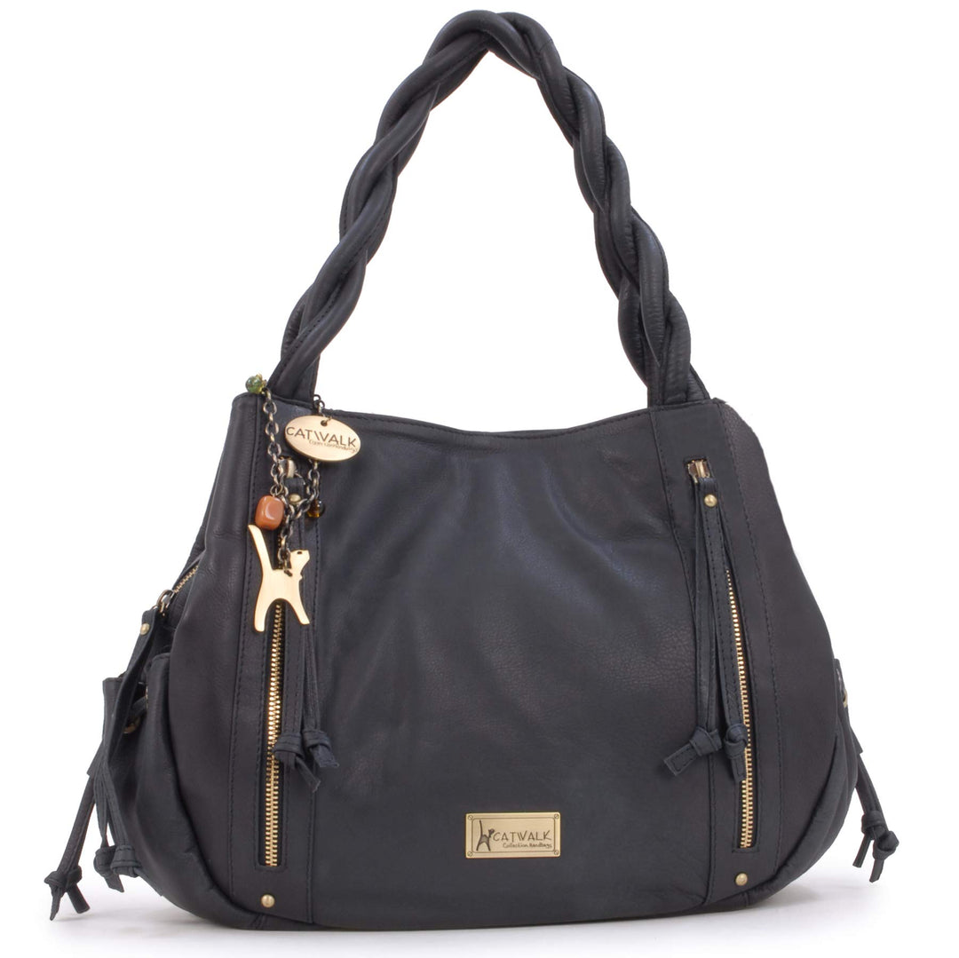 Catwalk Collection Handbags - Leder - Umhängetasche/Shopper/Tote - CAZ Schwarz, Schwarz