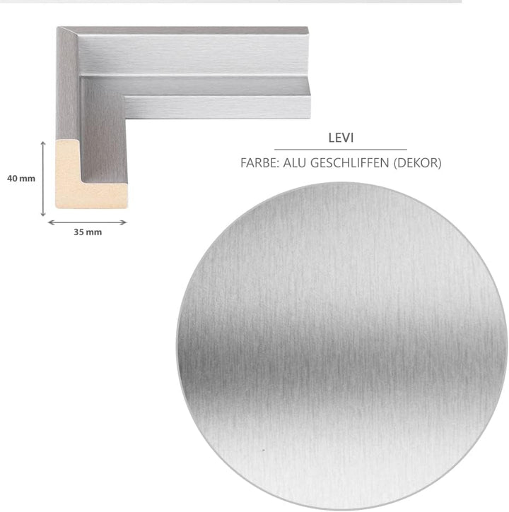 Bildershop-24 Schattenfugenrahmen LEVI 25x25cm Alu geschliffen (Dekor), 25x25cm Alu geschliffen (Dek