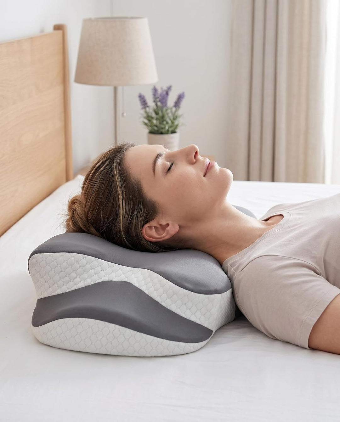 Ergonomisches Kopfkissen,Memory Foam Kissen (Dunkelgrau)