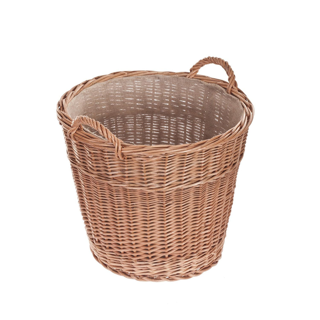 Vollweidener Kaminkorb, Kaminkorb aus Weide, naturfarbiger Weidenkorb für Kaminholz, Kaminkorb mit T