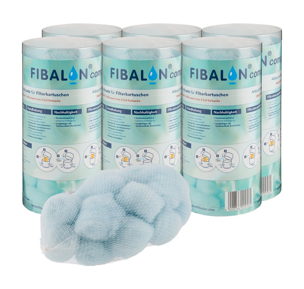 well2wellness 6 x FIBALON COMPACT Tube 50g - Hochwirksames Filtermaterial für Pool, Whirlpool, Jakuz