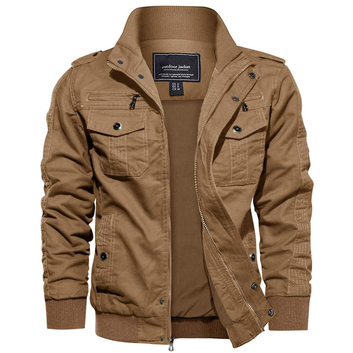 EKLENTSON Herren Arbeitsjacke Workwear Übergangsjacke Cargo Jacke mit Vielen Taschen S Khaki #91, S