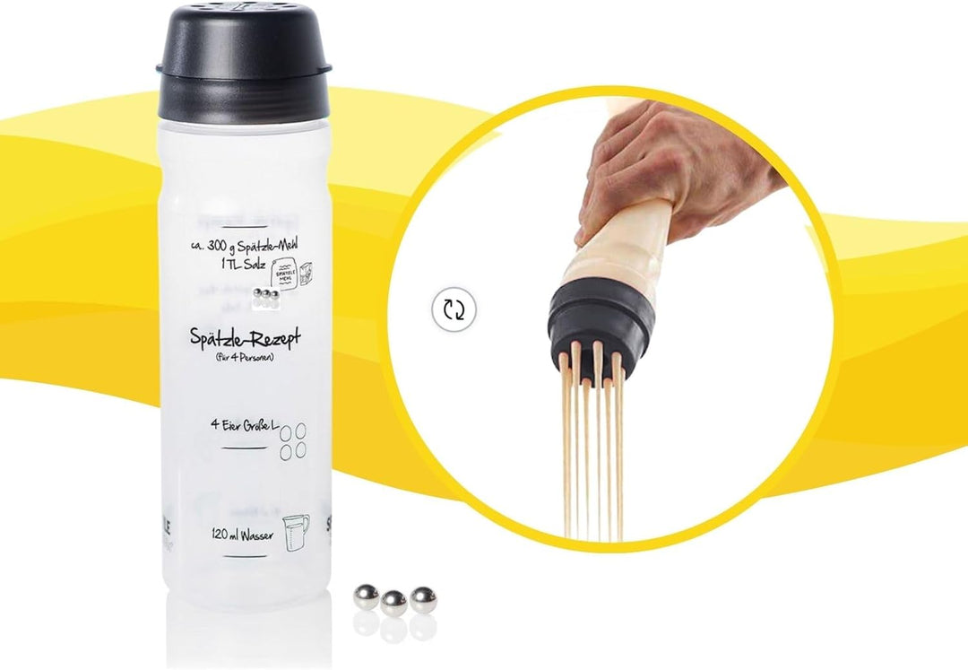 Grosses Shaker-Set (SCHWARZ) mit Butter-Shaker + 4-Portionen 2 x Kochbücher