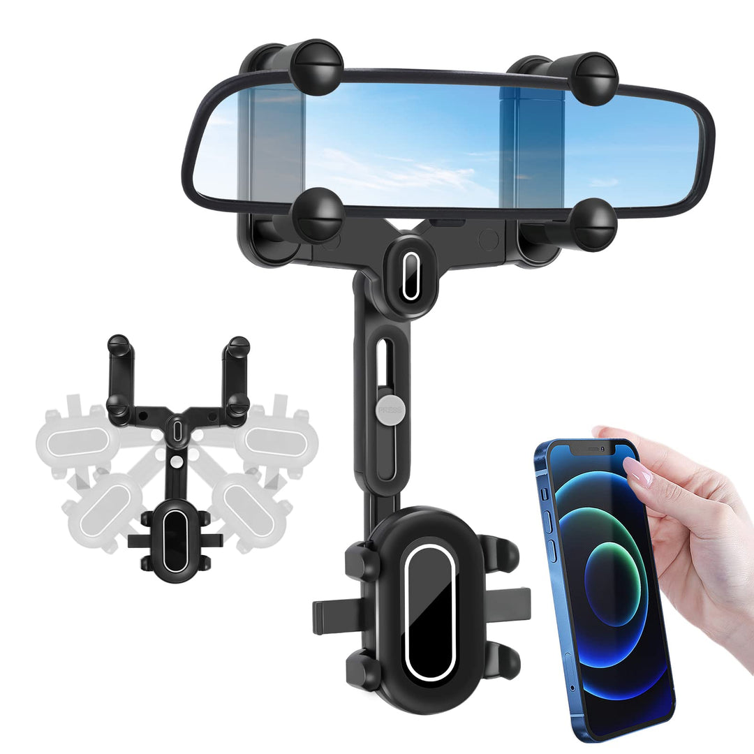 LURICO Handyhalterung Auto Rückspiegel, Rückspiegel Telefonhalter, Universal 360 ° Drehbarer und Ein