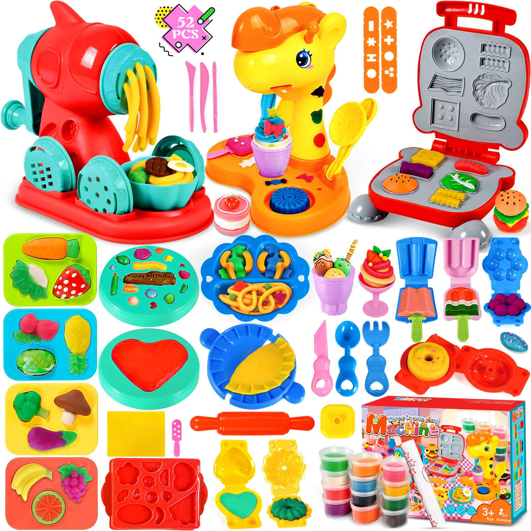 Knete Dough Set für Kinder, Kitchen Creations Nudelmaschine Spielset Burger Eiscreme, Knete Zubehör