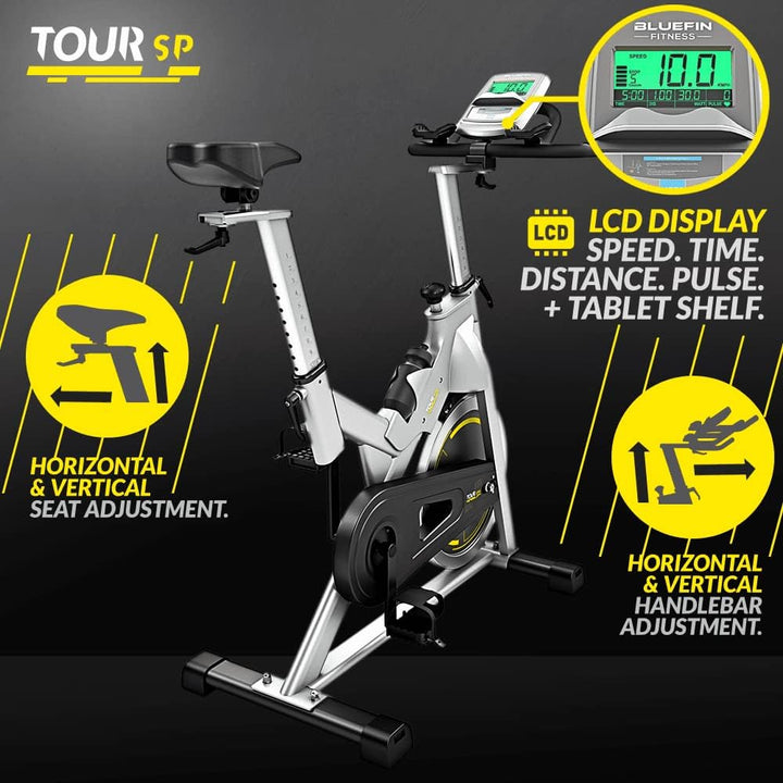 Bluefin Fitness Tour SP Hometrainer Bike | Heimtrainer SP Speed Fahrrad Trainingsfahrrad | Kinomap S