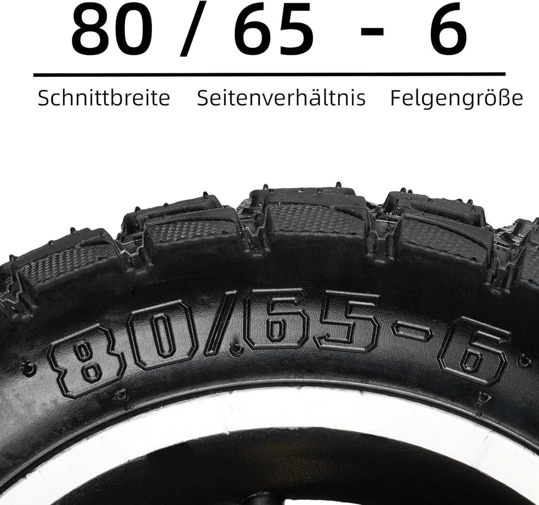 WATODAY 80/65-6 Reifen mit Schlauch, 10 x 3,0 aufblasbarer Off-Road-Reifen für Elektroroller, pneuma