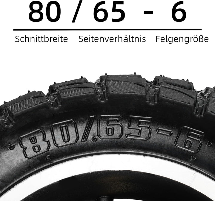 WATODAY 80/65-6 Reifen mit Schlauch, 10 x 3,0 aufblasbarer Off-Road-Reifen für Elektroroller, pneuma